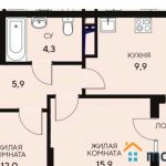 Продажа 2-комнатных апартаментов от застройщика, 60.2 м², Анапа, проезд Сосновый, Литер                                                     1