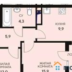 Продаем 2-комнатную квартиру от застройщика, 54.6 м², Анапа, Литер                                                     6